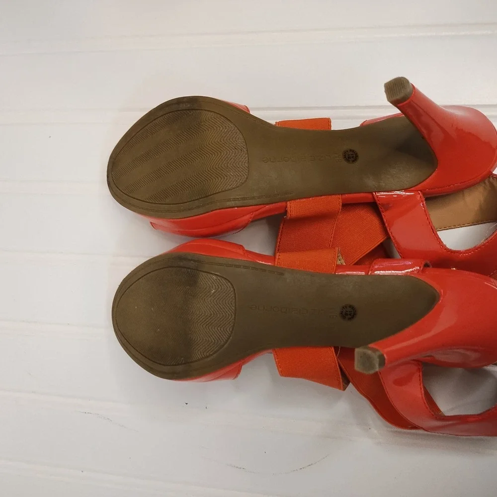 Liz Claiborne Coral Orange Open‎ Toe Platform Stiletto Sandals Womens 8M Strappy